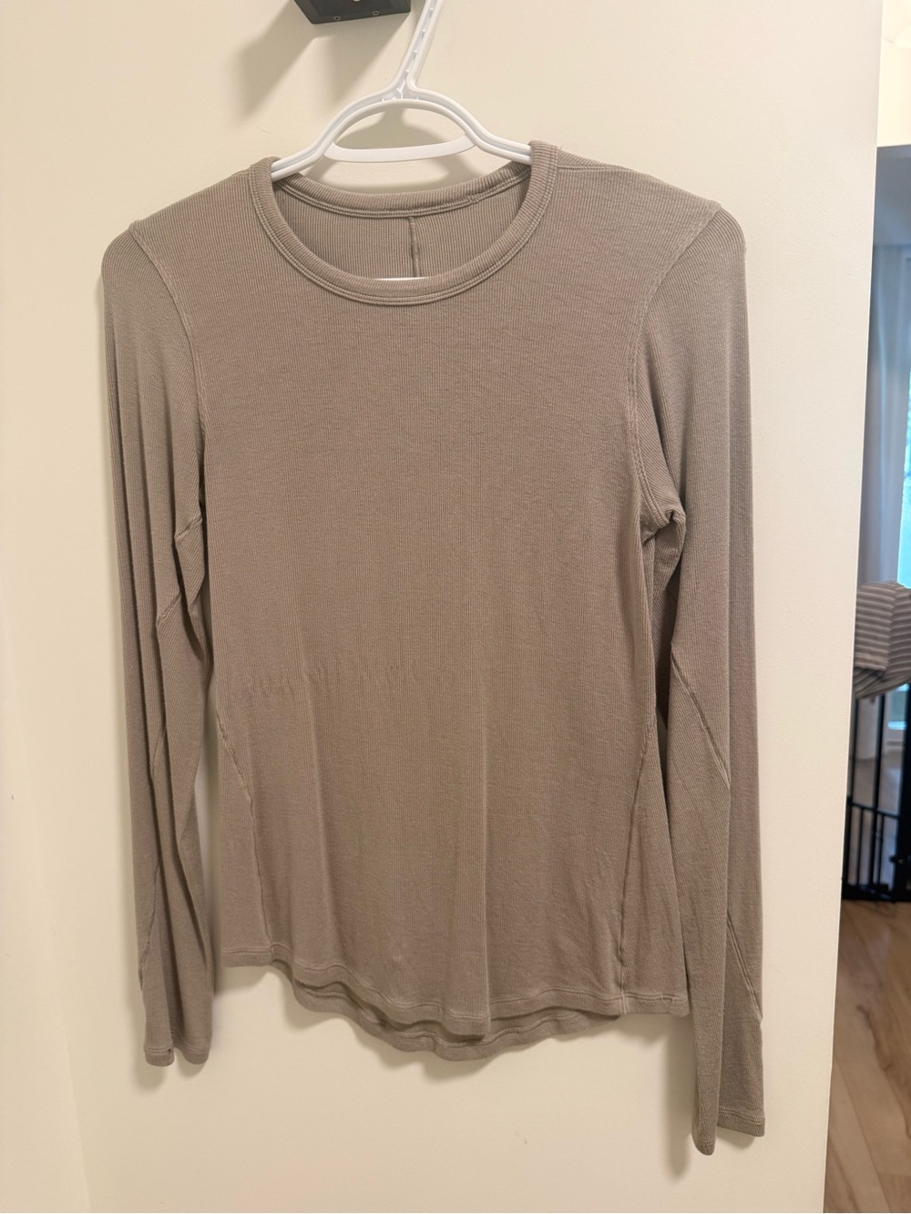 lululemon athletica long sleeve top in taupe